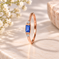 Blue Moissanite Ring, 925 Sterling Silver, Emerald Cut Three Stone Bridal Ring