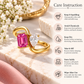 Pink Moissanite Ring, 925 Sterling Silver Bypass Ring, Pear Emerald Cut