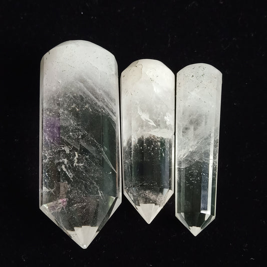 Crystal Quartz Pencil Points: Natural Gemstone Towers, Set of 3
