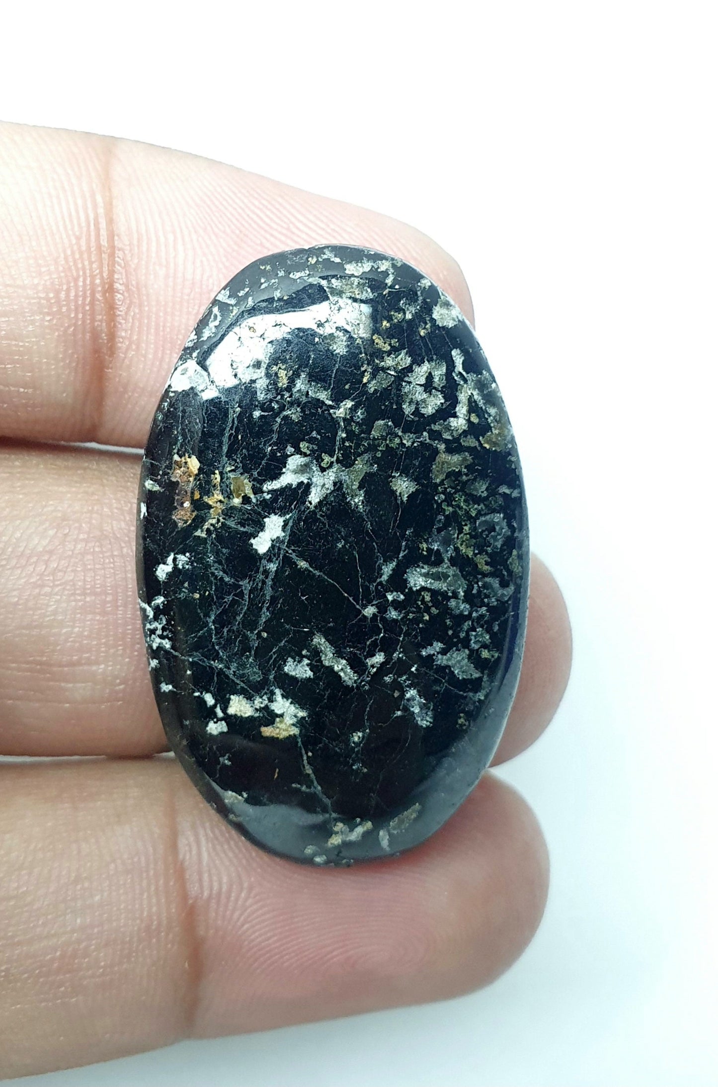 White Dot Ocean Jasper Cabochon: Loose Gemstone