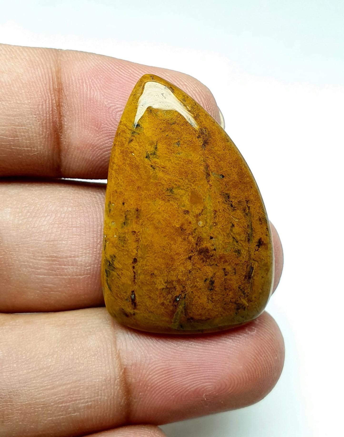 Yellow Dendrite Opal Cabochon: AAA Quality Loose Gemstone