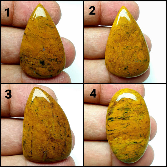 Yellow Dendrite Opal Cabochon: AAA Quality Loose Gemstone