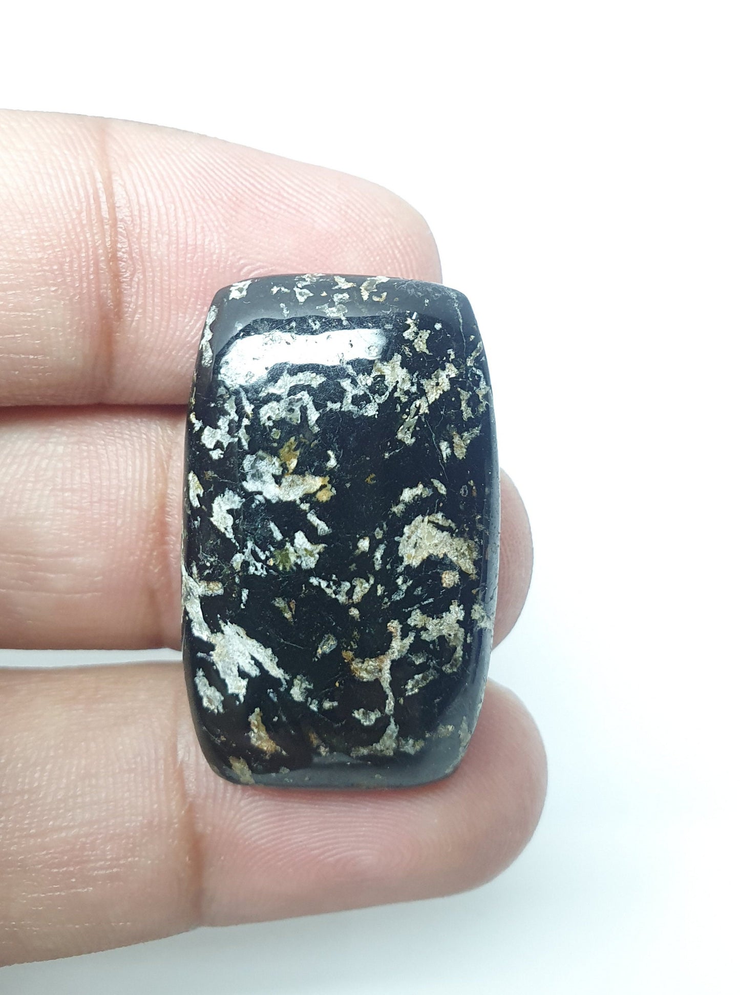 White Dot Ocean Jasper Cabochon: Loose Gemstone