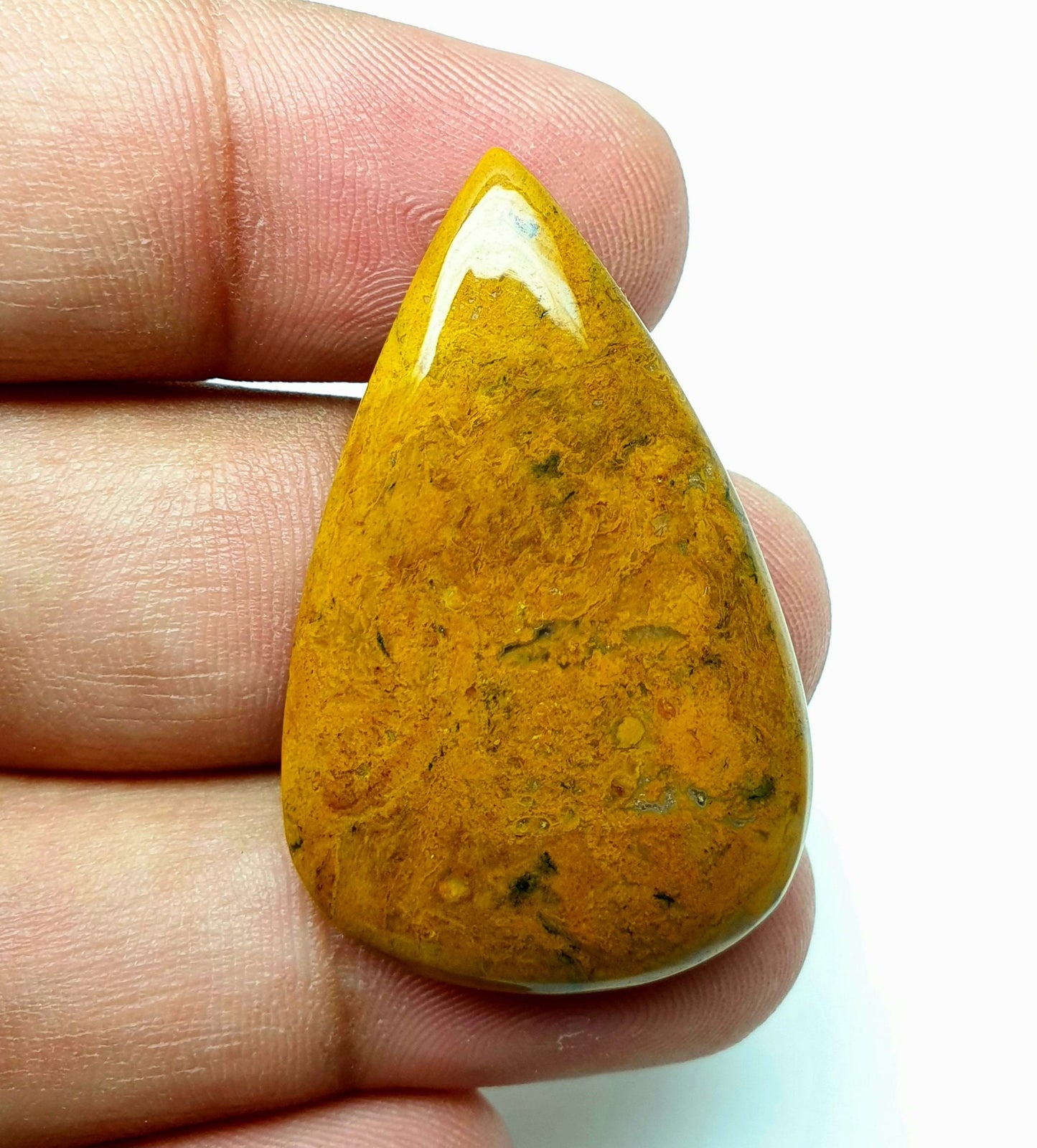Yellow Dendrite Opal Cabochon: AAA Quality Loose Gemstone