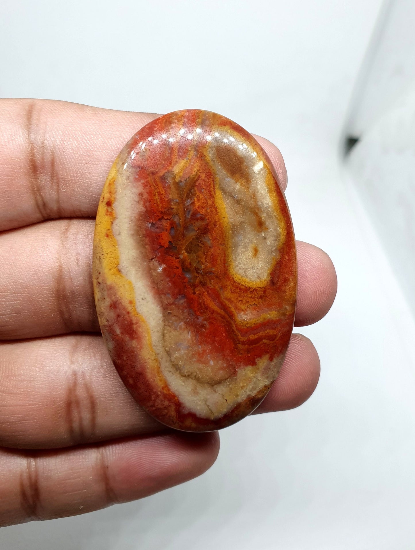 Red Brown Mookaite Jasper Cabochon, AAA Oval Gemstone (56 X 35 X 6mm)
