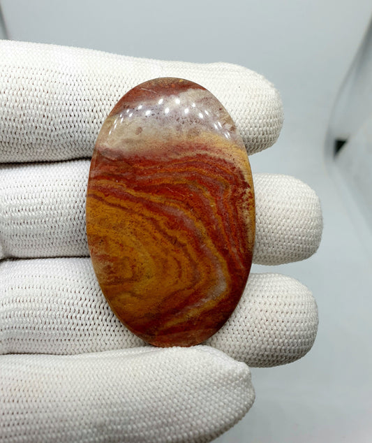 Mookaite Jasper Cabochon: Brown & Red Oval Gemstone (53x33x4mm, 75.50 crt