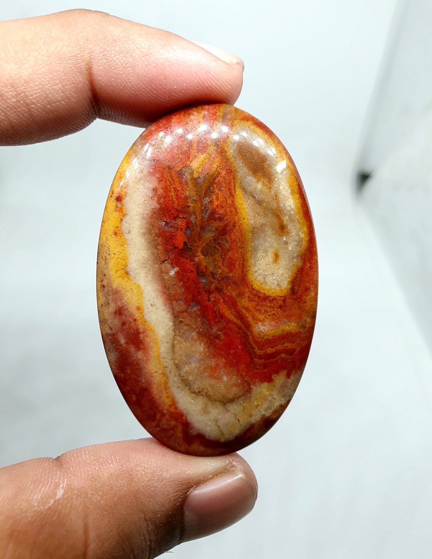 Red Brown Mookaite Jasper Cabochon, AAA Oval Gemstone (56 X 35 X 6mm)