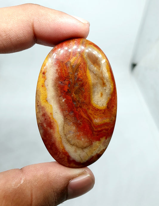 Red Brown Mookaite Jasper Cabochon, AAA Oval Gemstone (56 X 35 X 6mm)