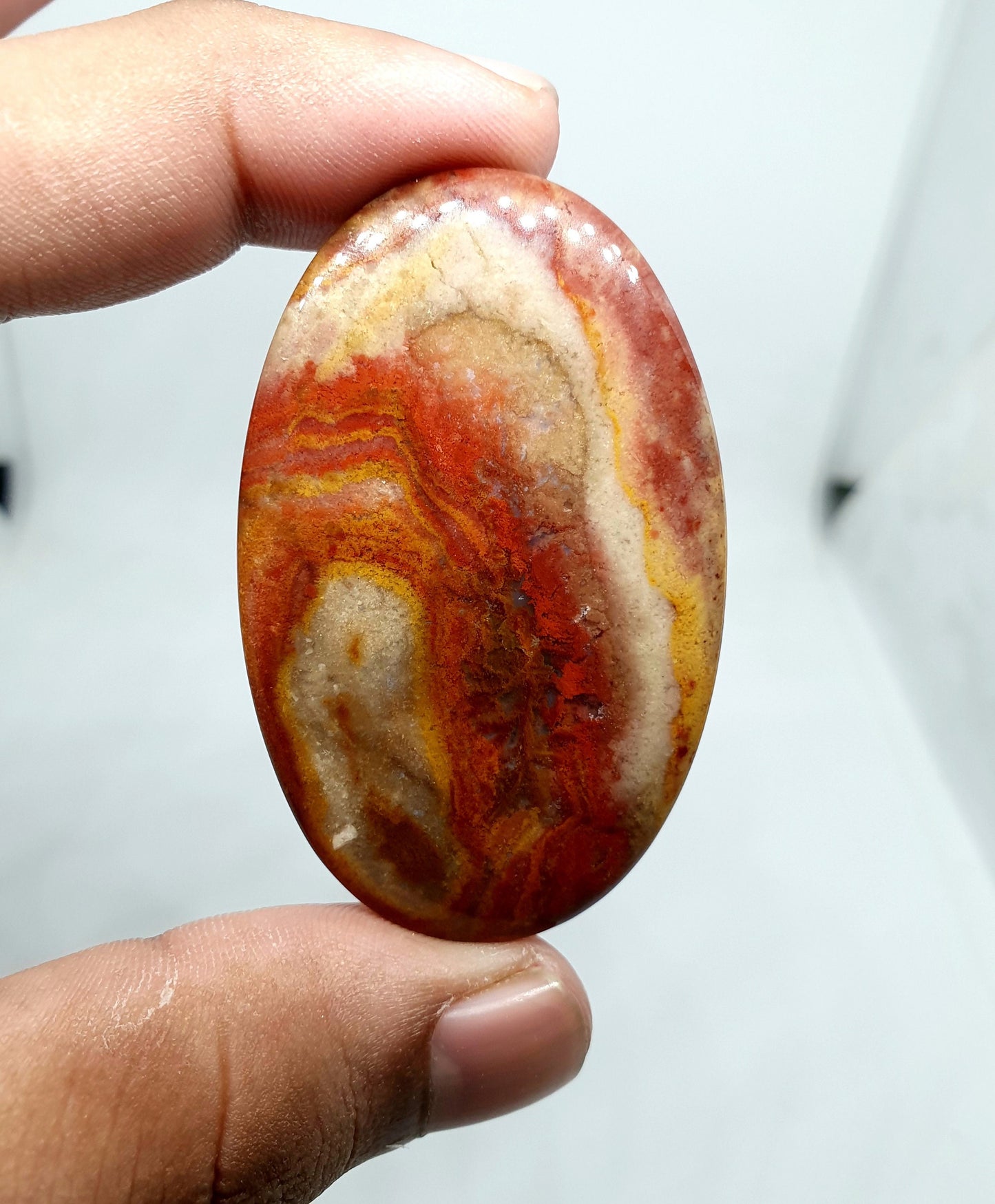 Red Brown Mookaite Jasper Cabochon, AAA Oval Gemstone (56 X 35 X 6mm)