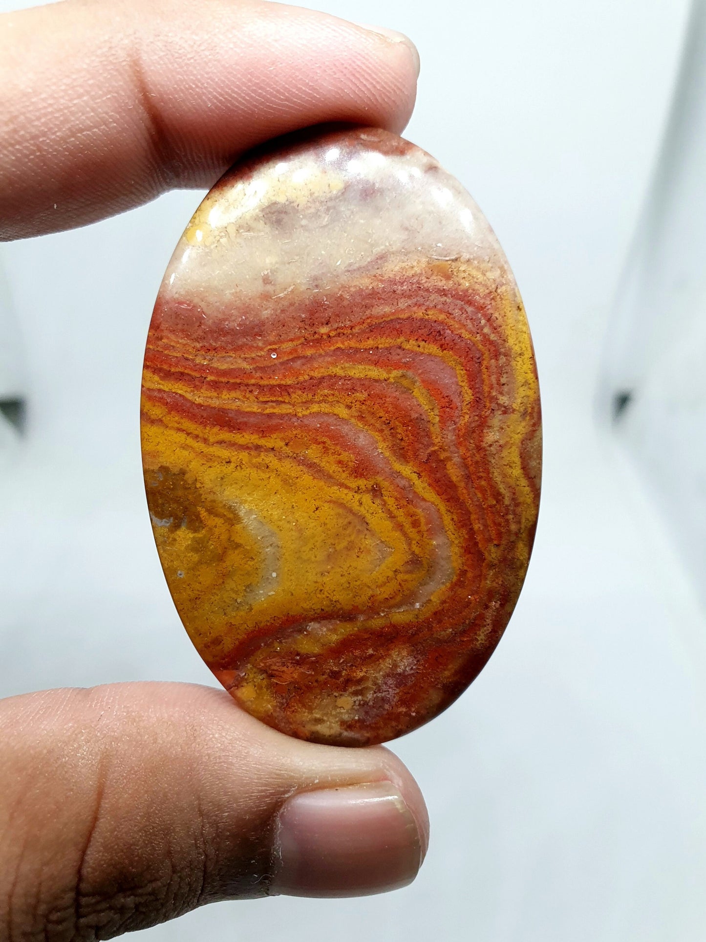 Natural Mookaite Jasper Cabochon, Designer Loose Gemstone (56 X 35 X 5mm)