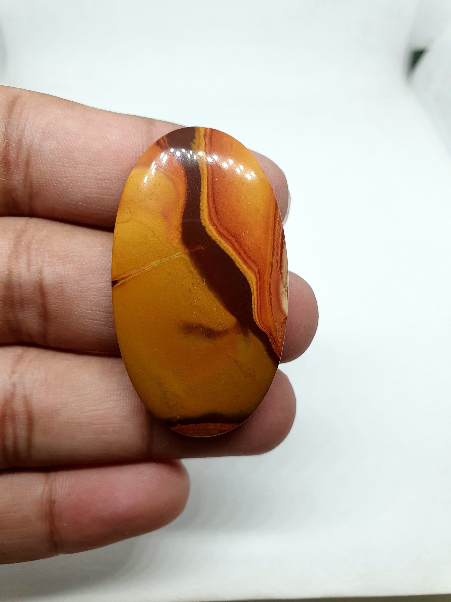 Natural Mookaite Jasper Cabochon, Designer Loose Stone (47 X 27 X 6mm)