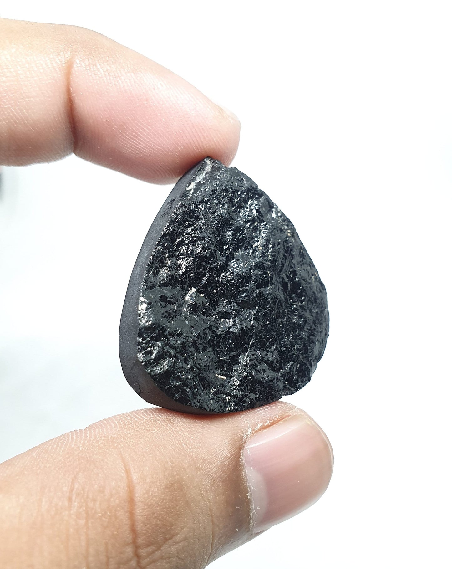 Triangle Black Tourmaline Druzy Cabochon, Polished Loose Gemstone