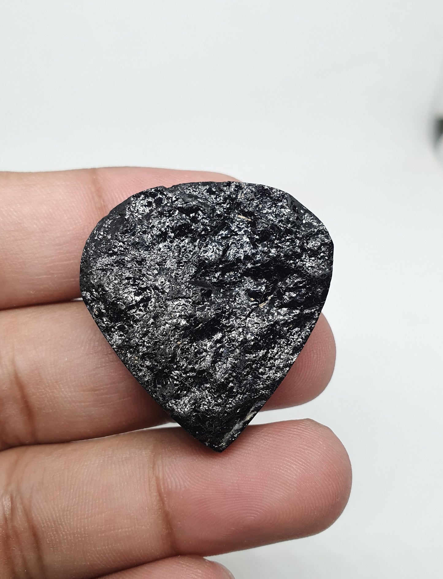 Triangle Black Tourmaline Druzy Cabochon, Polished Loose Gemstone