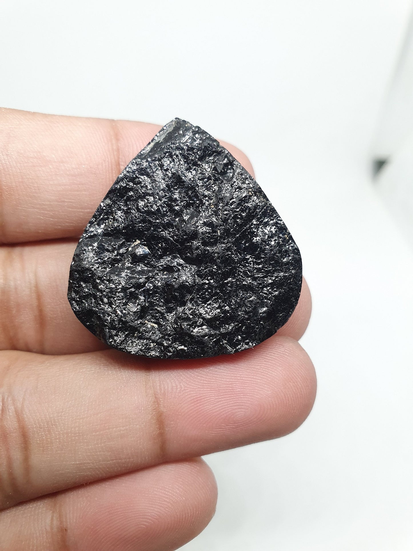 Triangle Black Tourmaline Druzy Cabochon, Polished Loose Gemstone