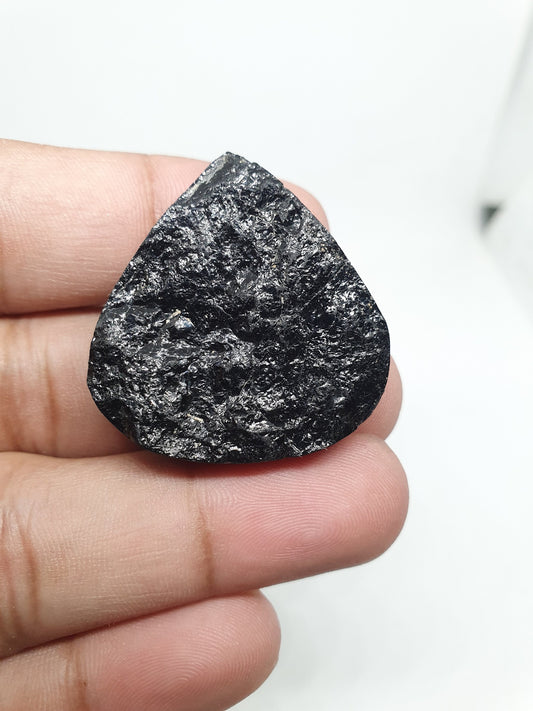 Triangle Black Tourmaline Druzy Cabochon, Polished Loose Gemstone