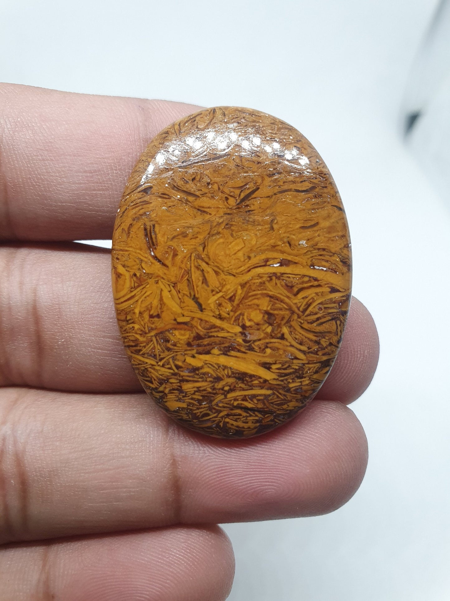 Oval Mariam Jasper Cabochon: AAA Quality Gemstone, 59.90 Carats
