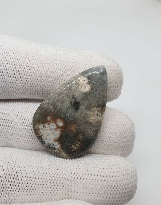 Drop Shape Ocean Jasper Cabochon, AAA Quality Gemstone (36 X 24 X 5 mm)