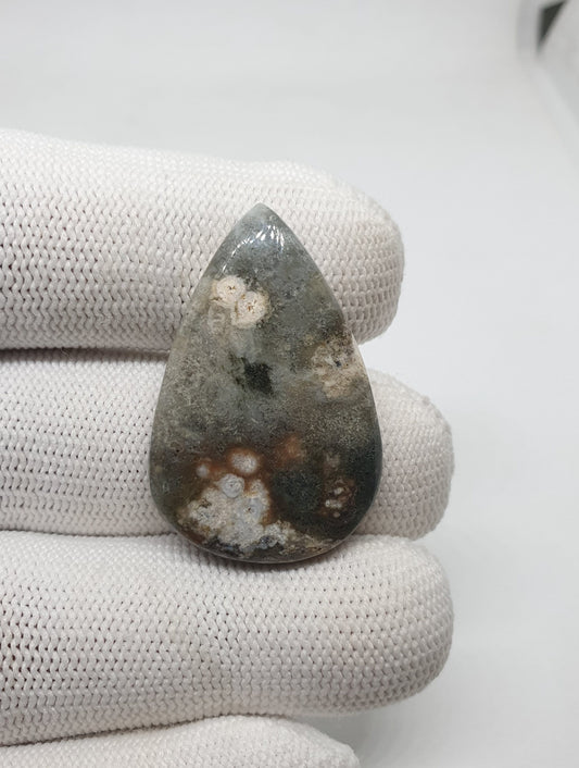 Drop Shape Ocean Jasper Cabochon, AAA Quality Gemstone (36 X 24 X 5 mm)