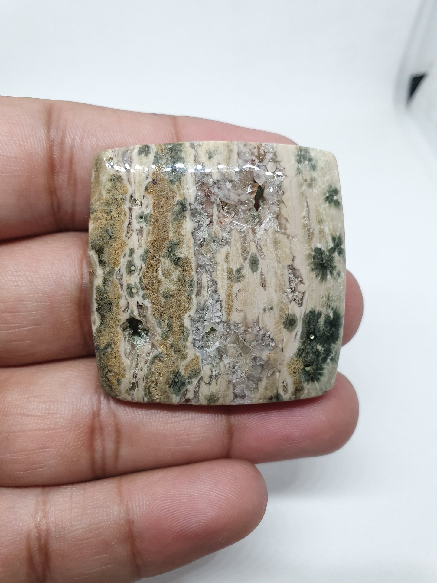 Square Ocean Jasper Cabochon: AAA Quality Loose Gemstone (31x40x7mm)