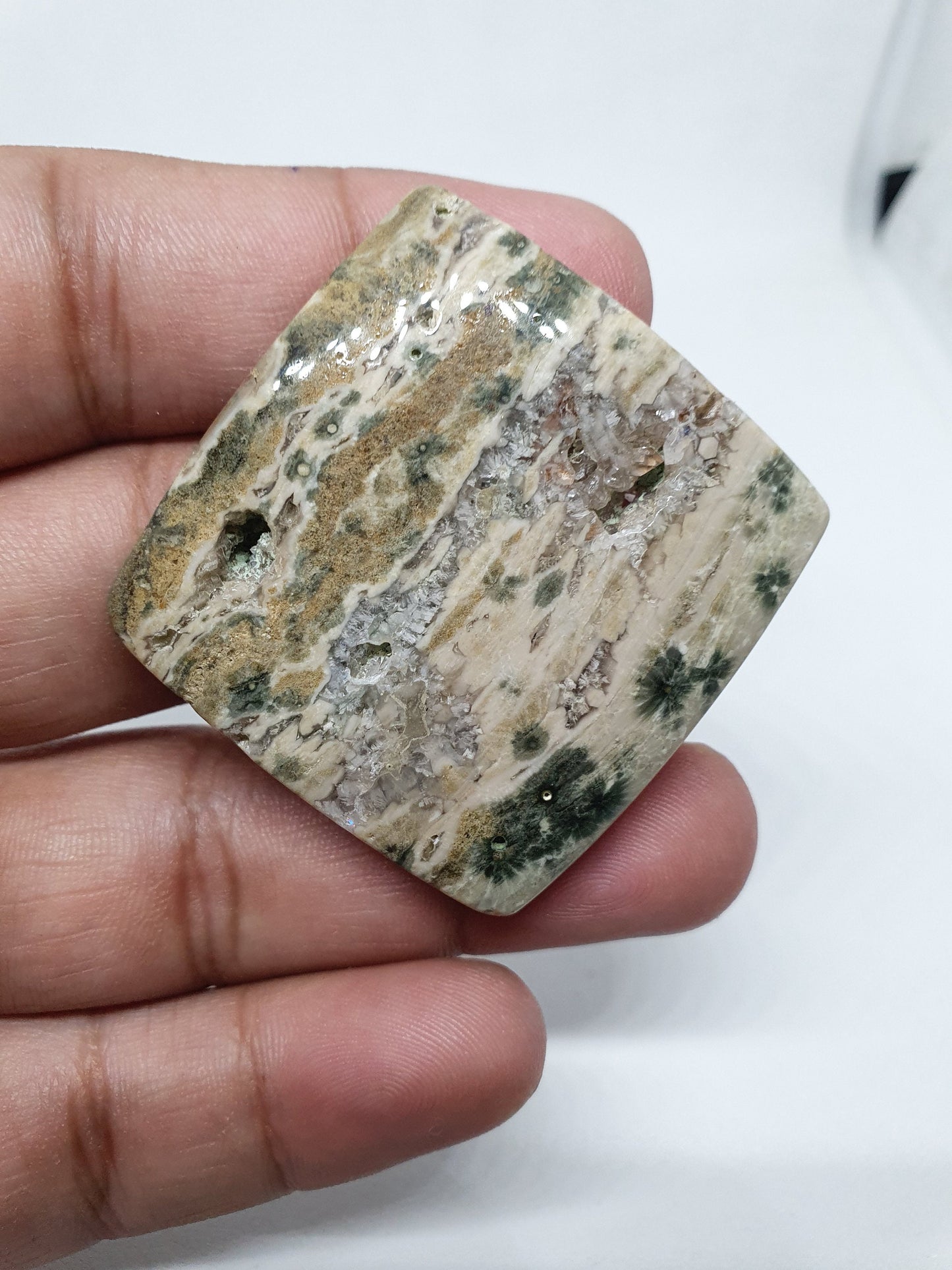 Square Ocean Jasper Cabochon: AAA Quality Loose Gemstone (31x40x7mm)