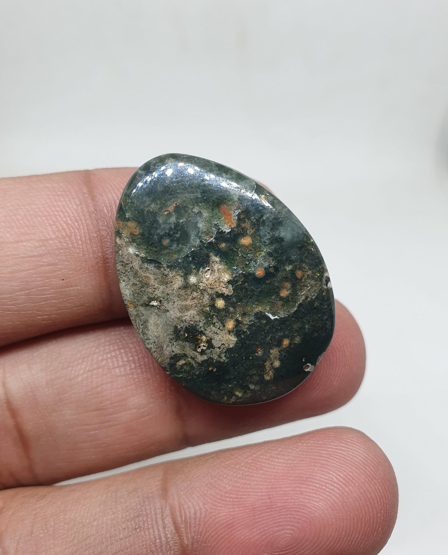Egg Shape Ocean Jasper Cabochon: AAA Quality Gemstone, 31x22x5mm