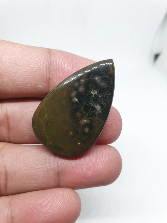 Teardrop Ocean Jasper Cabochon: AAA Quality Gemstone (38x24x5mm, 43 Crt