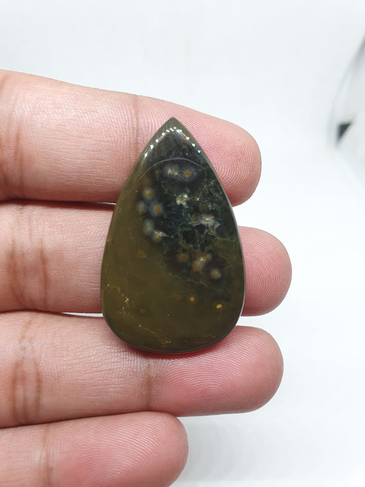 Teardrop Ocean Jasper Cabochon: AAA Quality Gemstone (38x24x5mm, 43 Crt