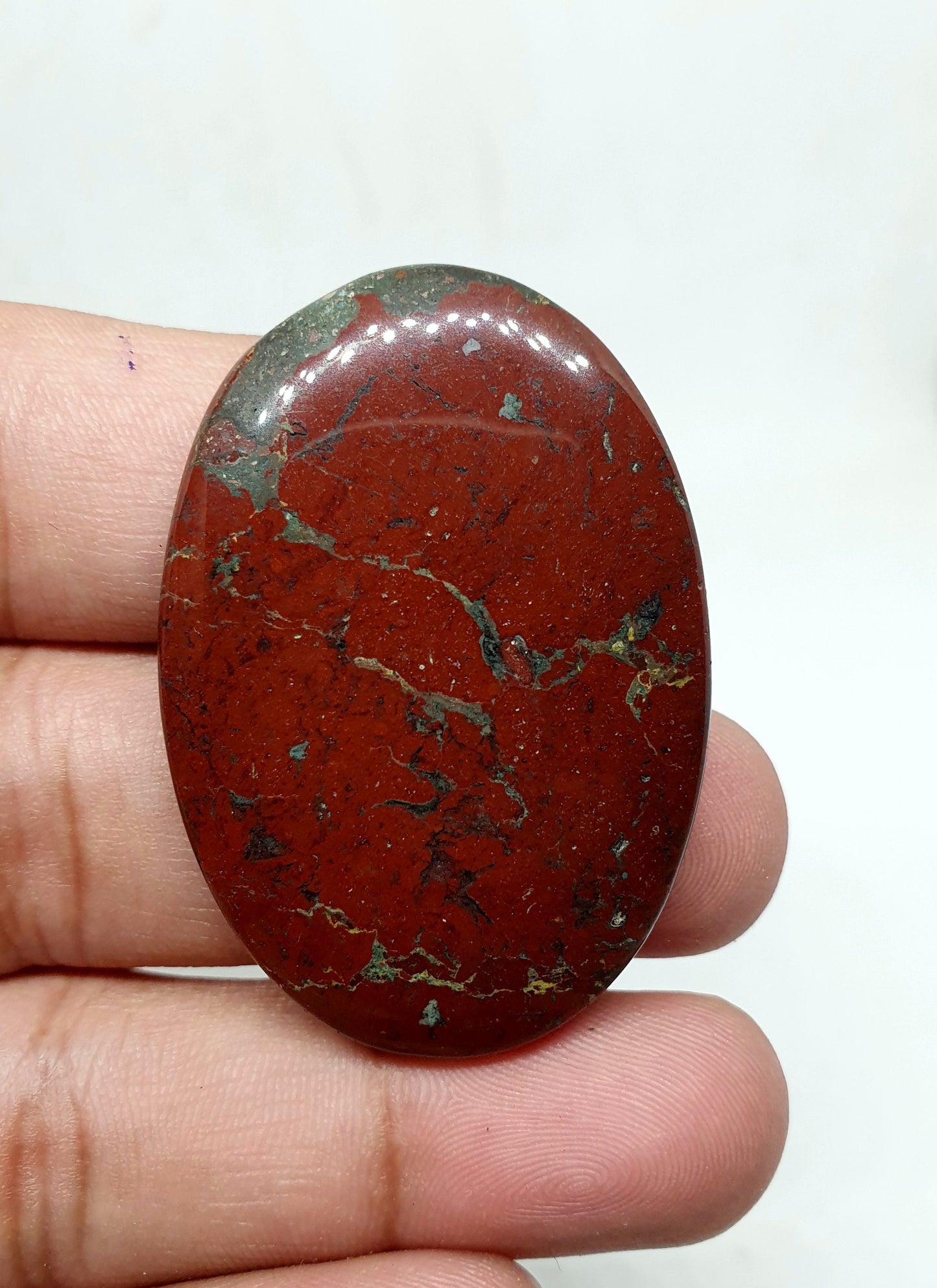 Oval Bloodstone Cabochon: AAA Quality Red Jasper Palm Stone