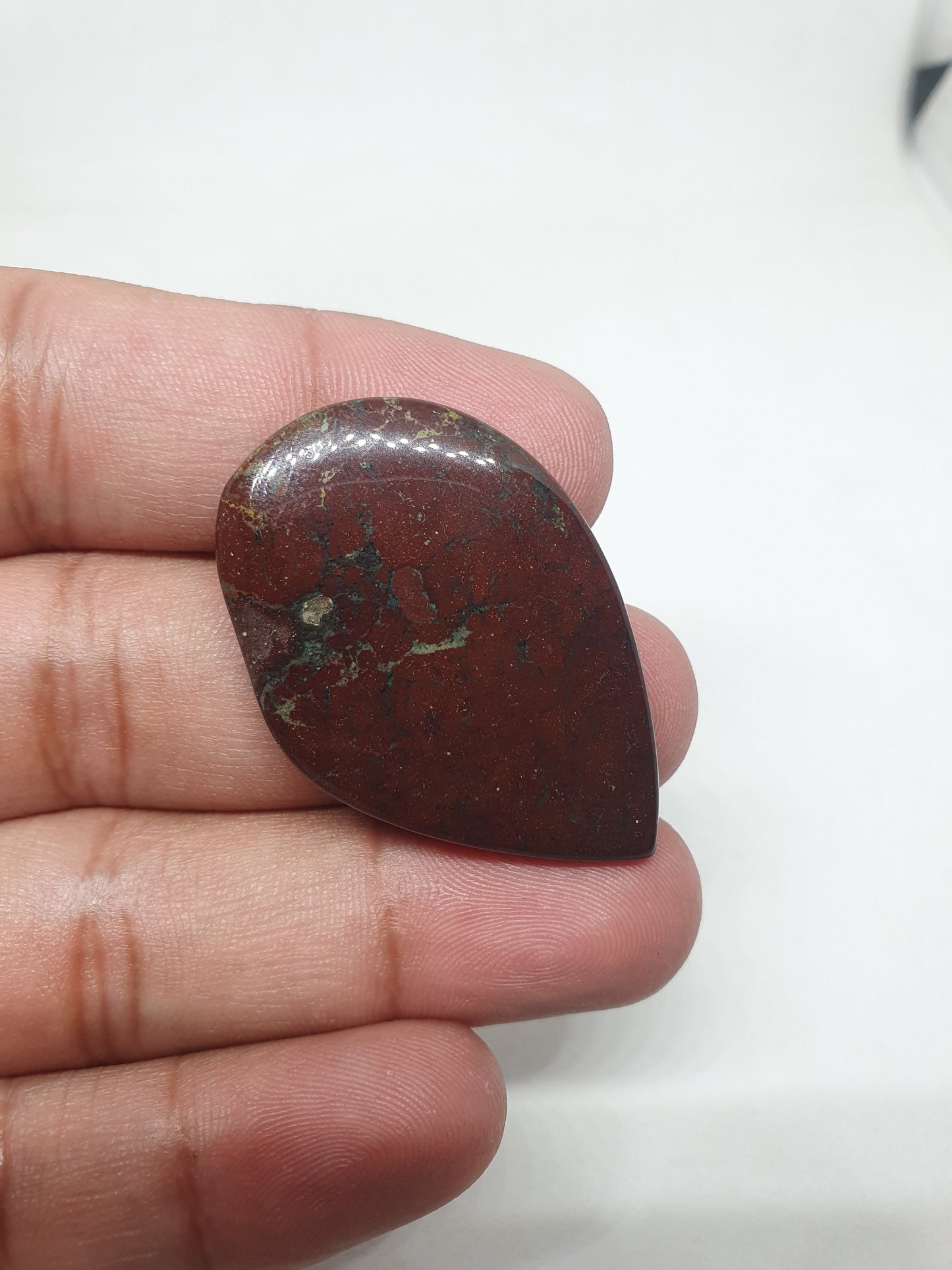 Bloodstone Cabochon: Red Jasper Palm Stone, 49 Carat