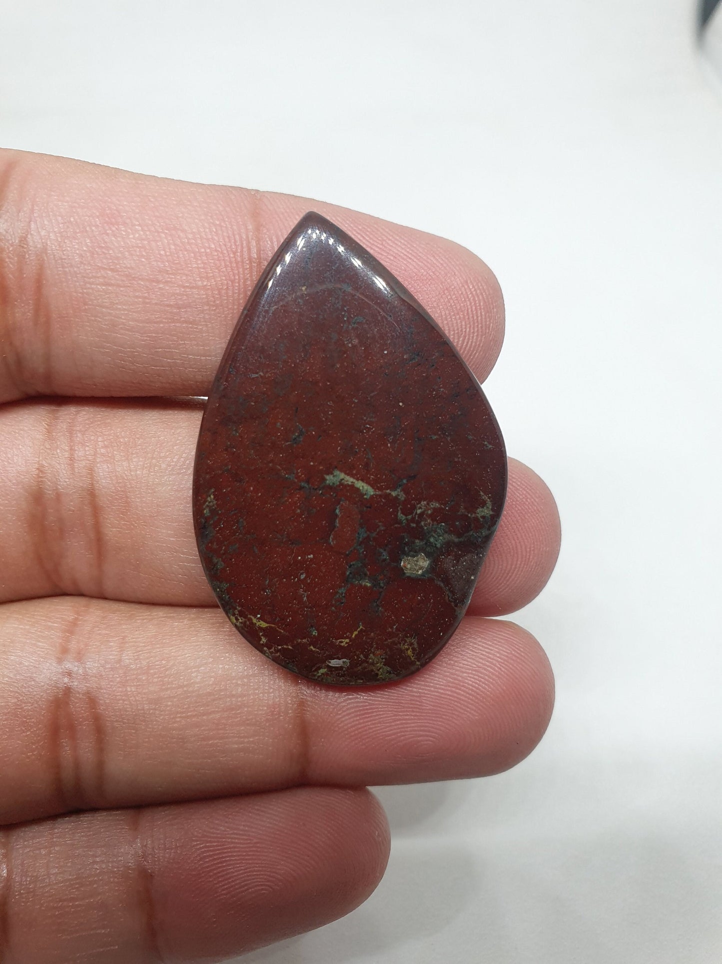 Bloodstone Cabochon: Red Jasper Palm Stone, 49 Carat