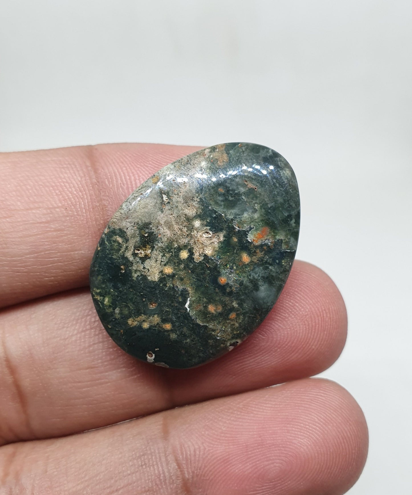 Egg Shape Ocean Jasper Cabochon: AAA Quality Gemstone, 31x22x5mm