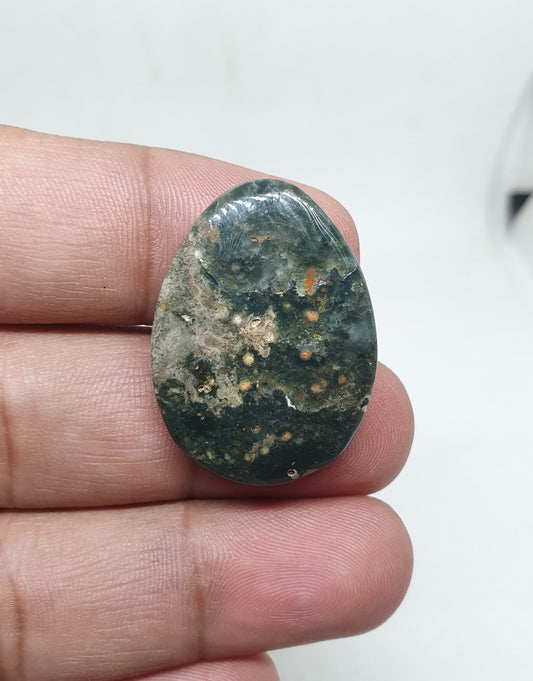 Egg Shape Ocean Jasper Cabochon: AAA Quality Gemstone, 31x22x5mm