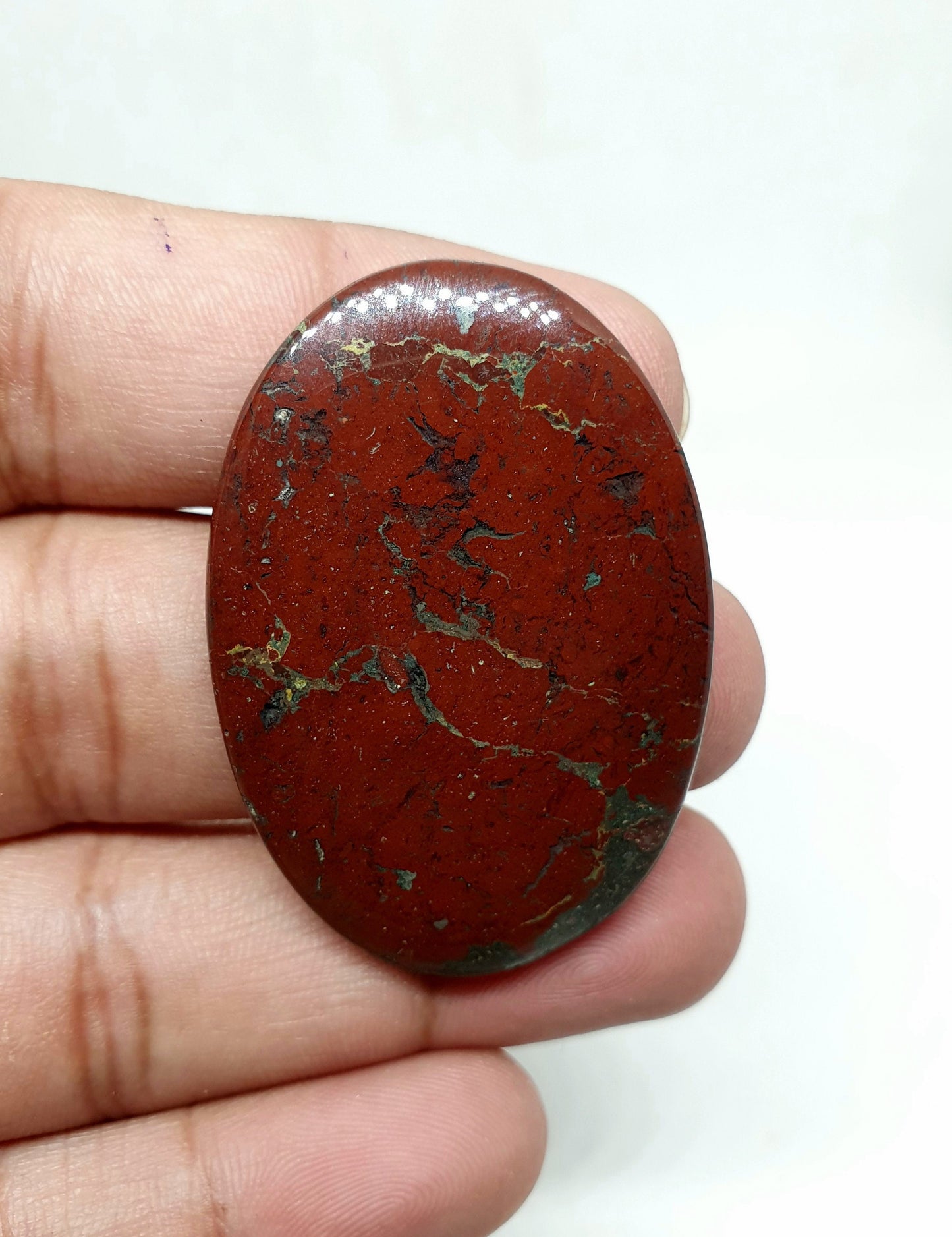 Oval Bloodstone Cabochon: AAA Quality Red Jasper Palm Stone