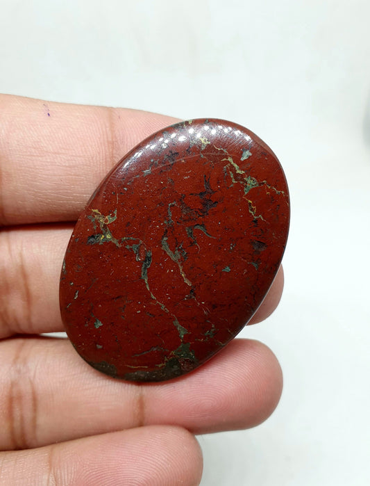 Oval Bloodstone Cabochon: AAA Quality Red Jasper Palm Stone