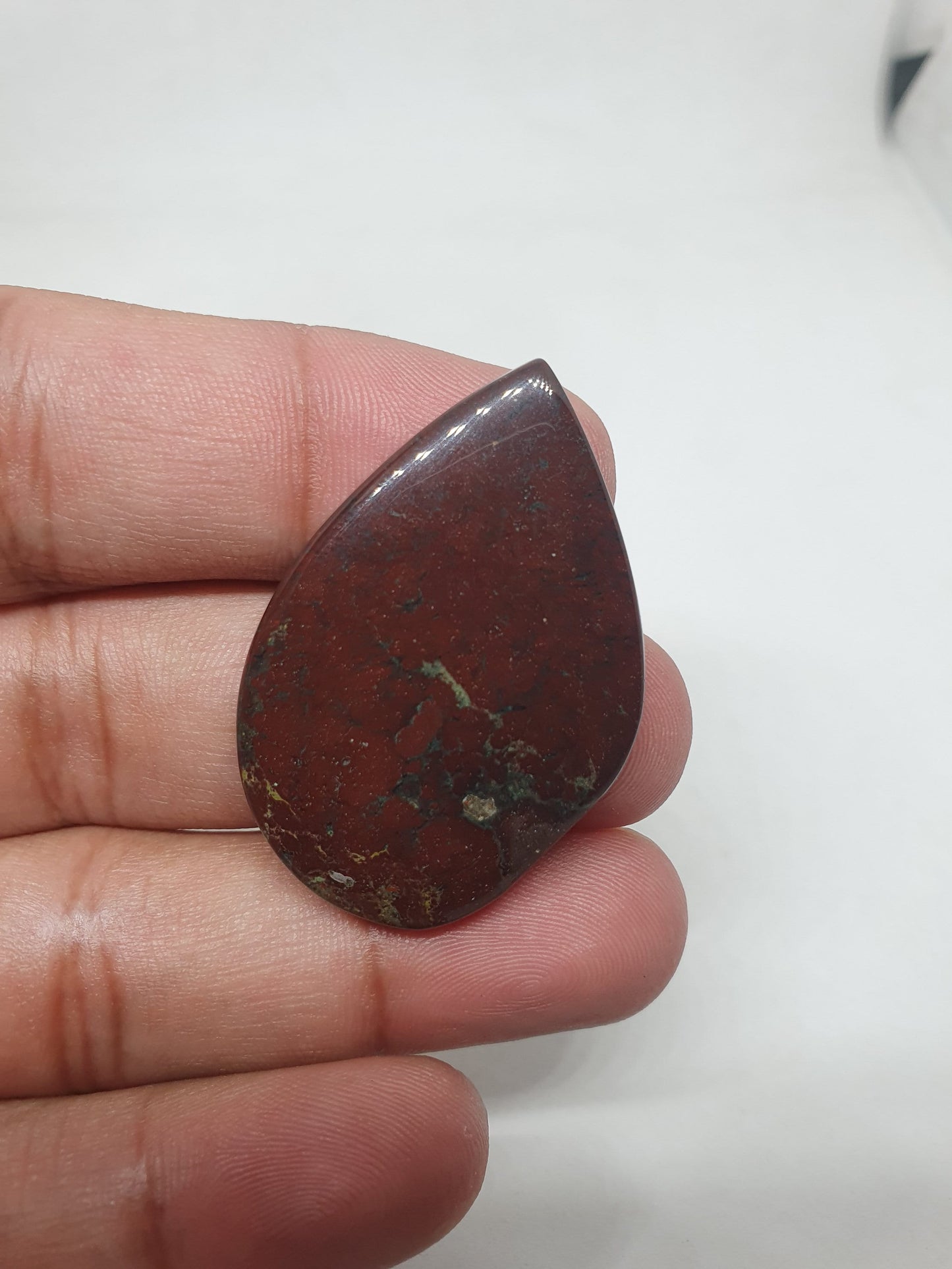 Bloodstone Cabochon: Red Jasper Palm Stone, 49 Carat