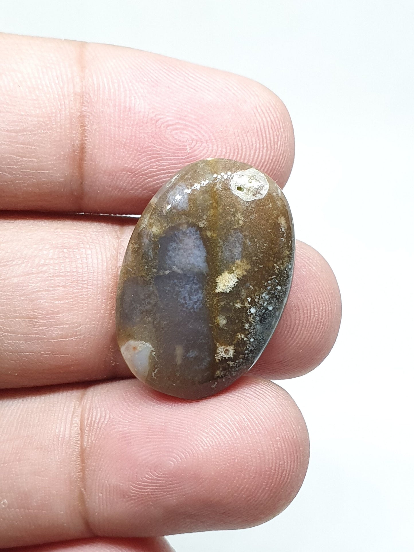 Oval Ocean Jasper Cabochon: Handmade Gemstone for Jewelry (25x18x5mm, 23.10 Crt