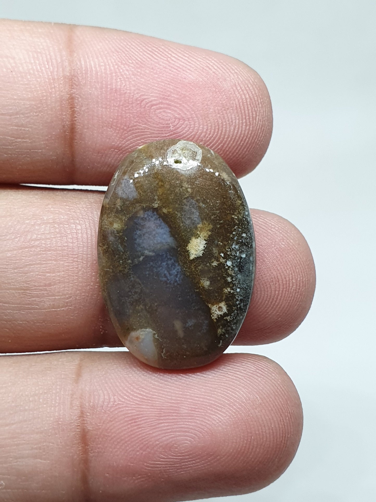 Oval Ocean Jasper Cabochon: Handmade Gemstone for Jewelry (25x18x5mm, 23.10 Crt
