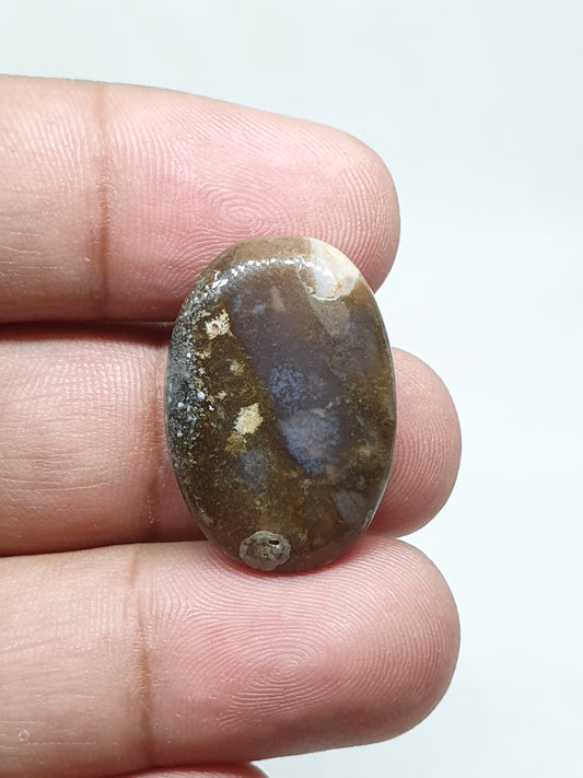 Oval Ocean Jasper Cabochon: Handmade Gemstone for Jewelry (25x18x5mm, 23.10 Crt