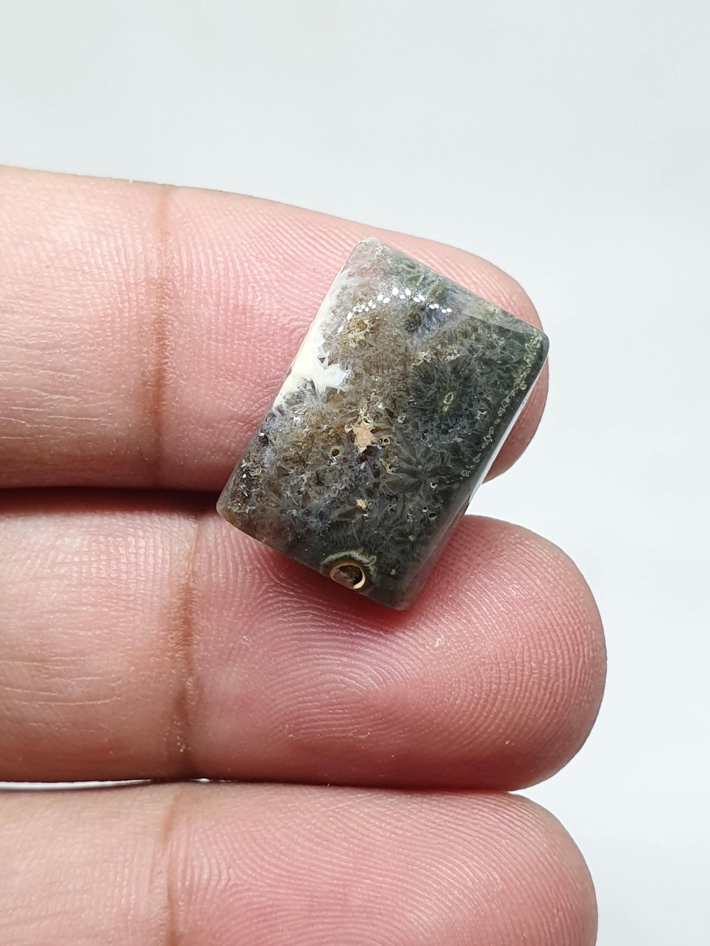 Handmade Ocean Jasper Cabochon: Rectangle Gemstone for Jewelry (19x13x5mm, 14.70 Crt