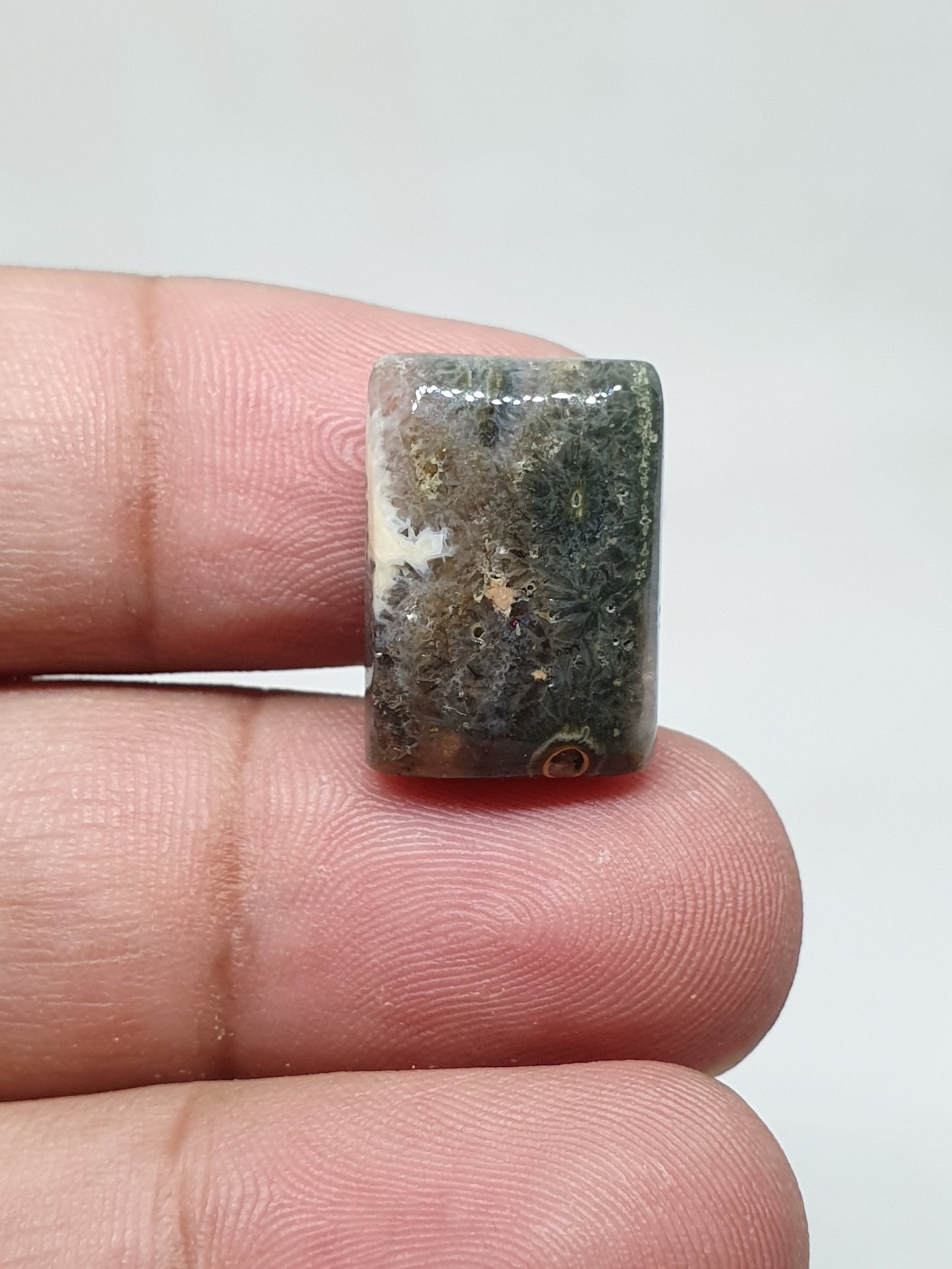 Handmade Ocean Jasper Cabochon: Rectangle Gemstone for Jewelry (19x13x5mm, 14.70 Crt