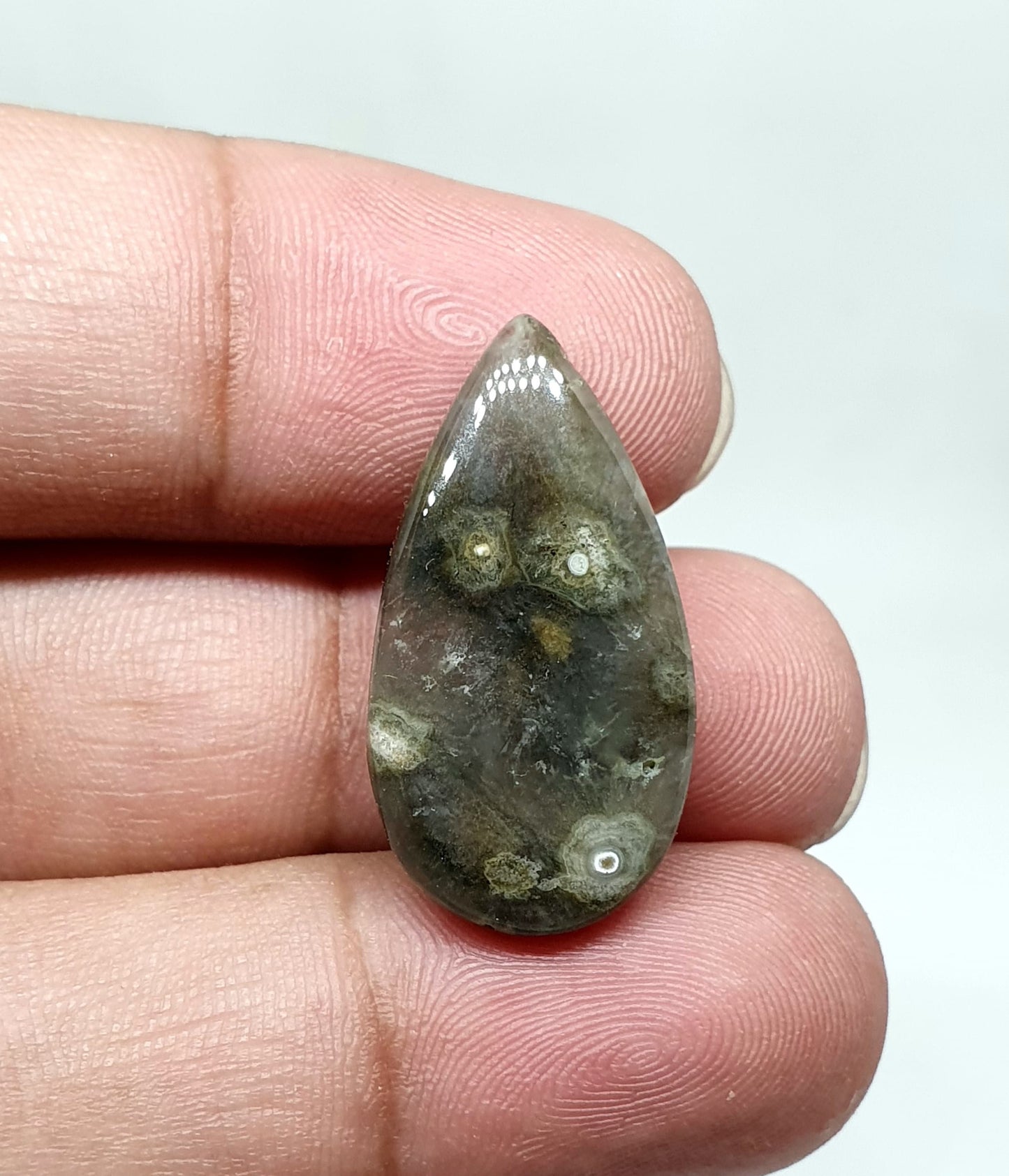 Tear Drop Ocean Jasper Cabochon: AAA Quality Gemstone, 27x14x4mm