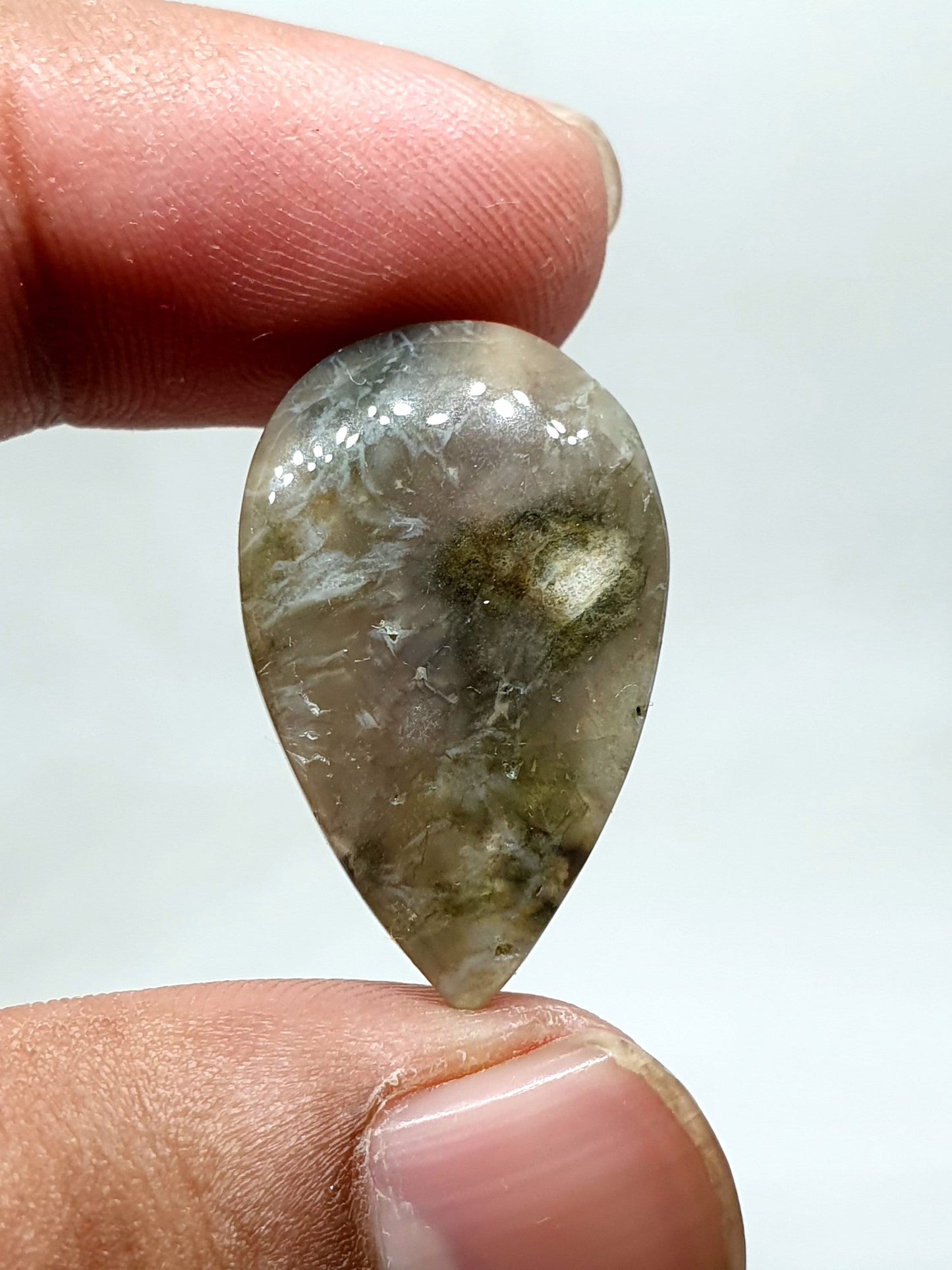 Teardrop Ocean Jasper Cabochon: AAA Quality Gemstone, 27x17x4mm
