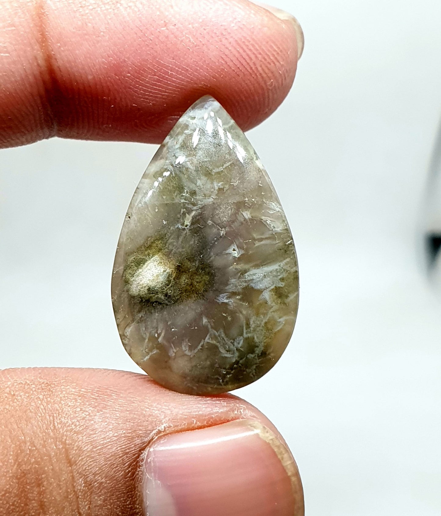 Teardrop Ocean Jasper Cabochon: AAA Quality Gemstone, 27x17x4mm