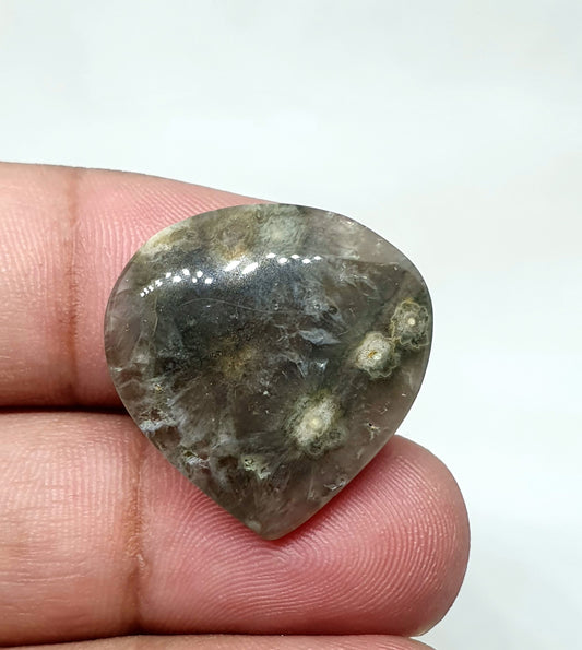 Triangle Ocean Jasper Cabochon: AAA Grade Gemstone, 24mm
