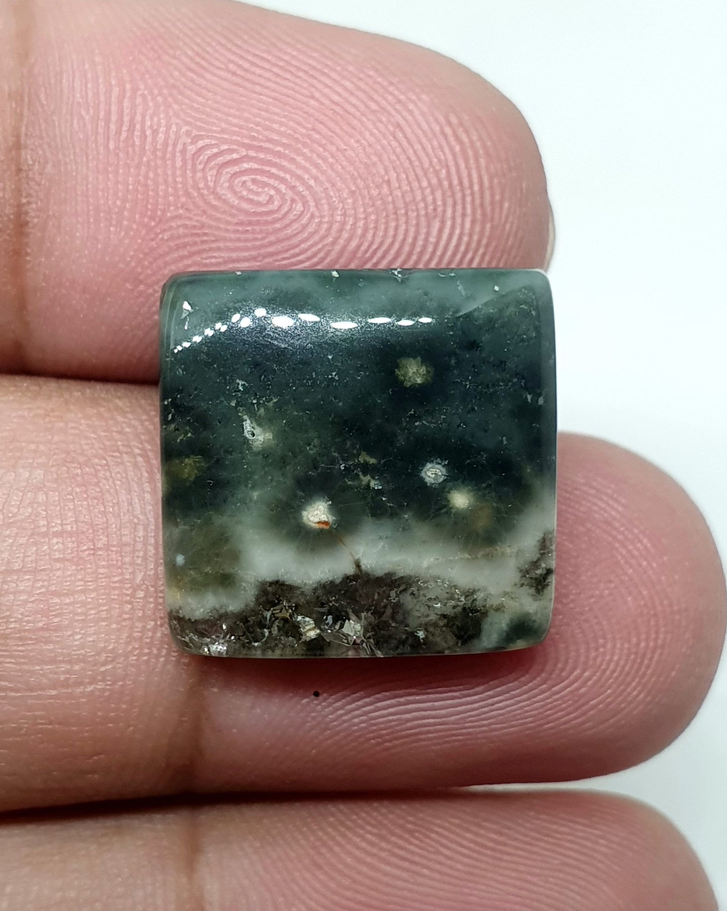 Square Ocean Jasper Cabochon: AAA Quality Gemstone, 16mm
