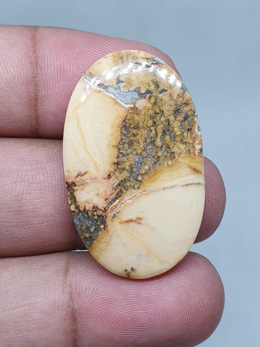 Maligano Jasper Cabochon, Oval Loose Gemstone (35 X 22 X 4mm)