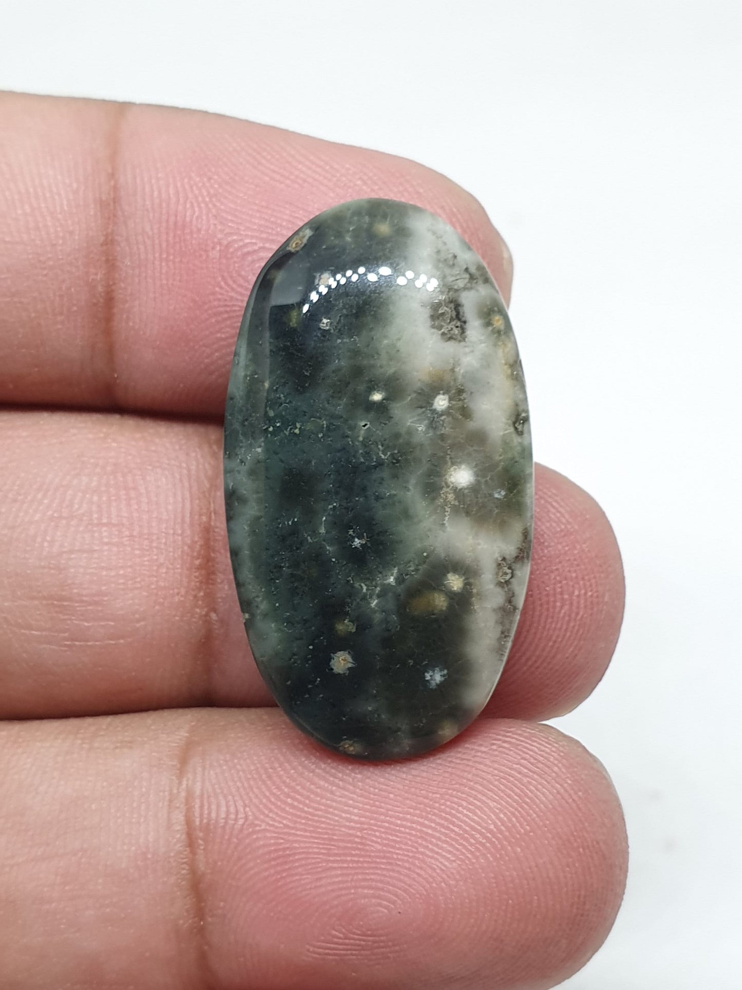 Oval Ocean Jasper Cabochon, Handmade Gemstone (15 X 8 X 2 mm)