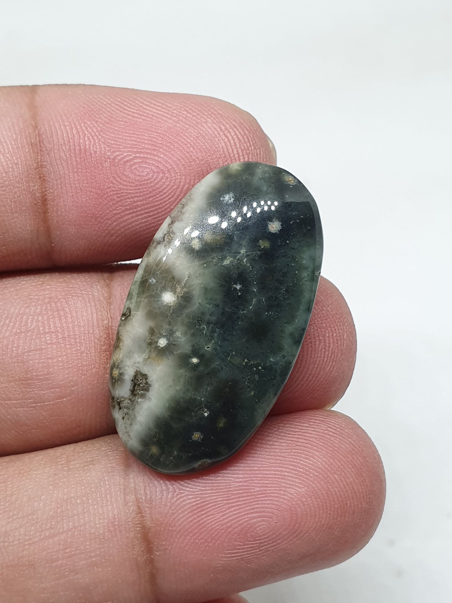 Oval Ocean Jasper Cabochon, Handmade Gemstone (15 X 8 X 2 mm)