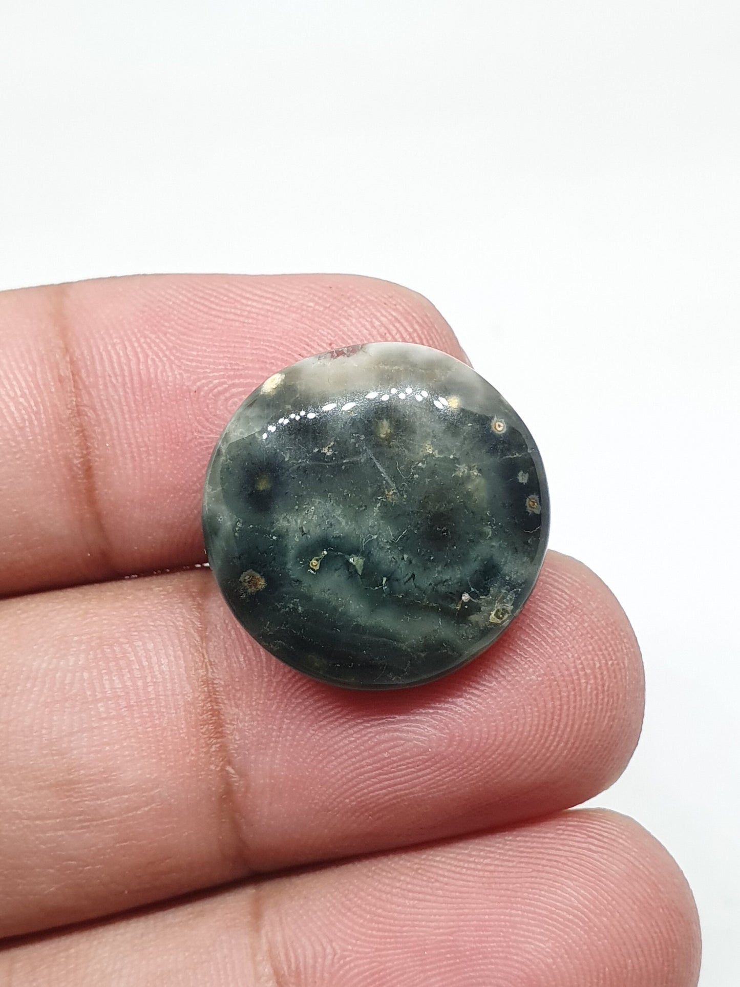 Round Ocean Jasper Cabochon, Handmade Gemstone (10 X 2 mm)