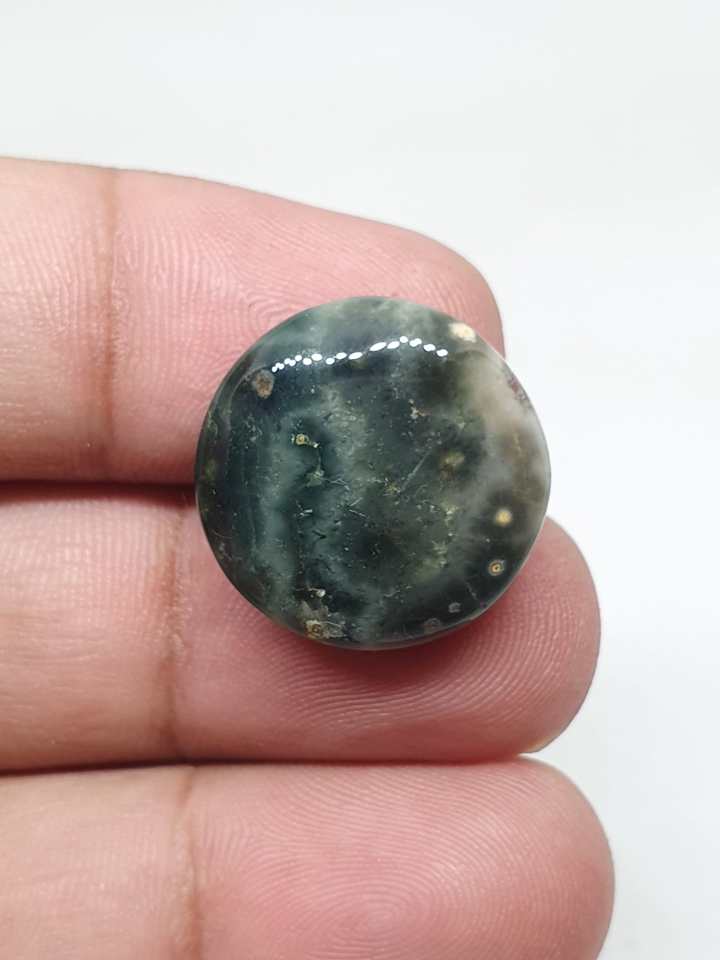 Round Ocean Jasper Cabochon, Handmade Gemstone (10 X 2 mm)